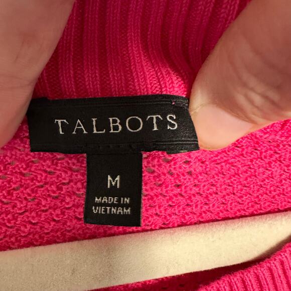 Talbots women’s sweater pink button shoulders loose knit nautical preppy coastal - Picture 3 of 10